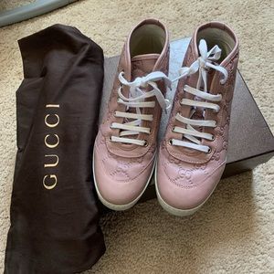 Pink Gucci high top sneaker